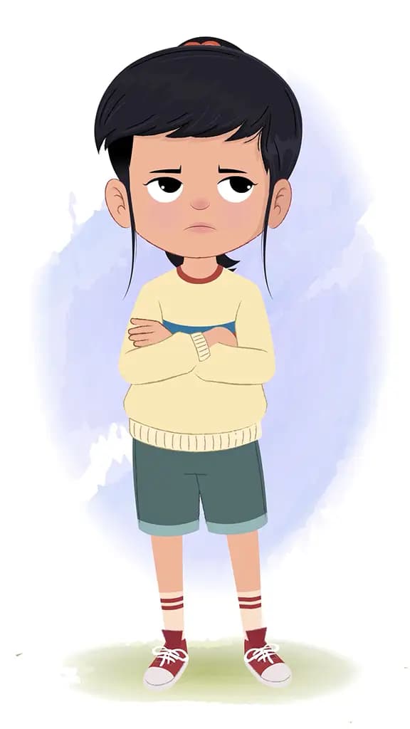 A cute little annoyed girl animated cartoon character aka navya
