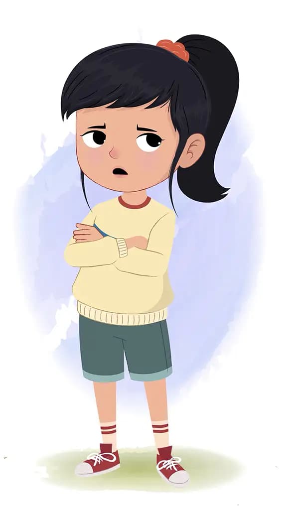 A cute little annoyed girl animated cartoon character aka navya 3/4