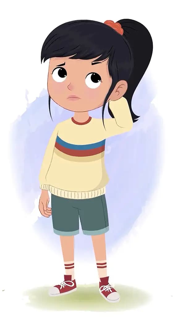 A cute little confused girl animated cartoon character aka navya 3/4