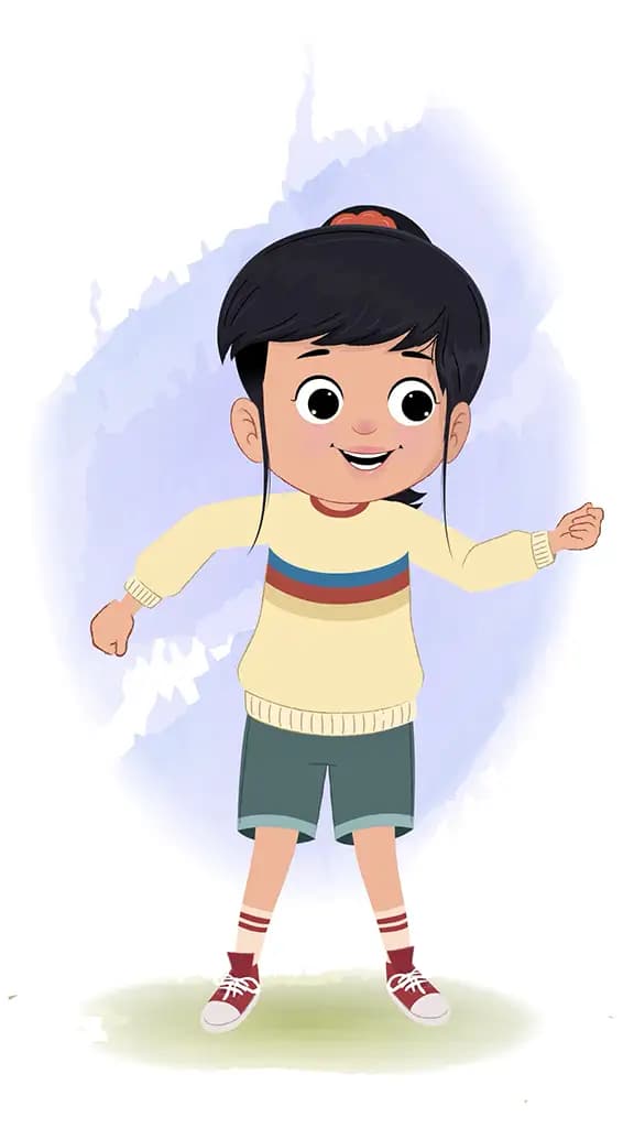 A cute little girl dancing animated cartoon character aka navya