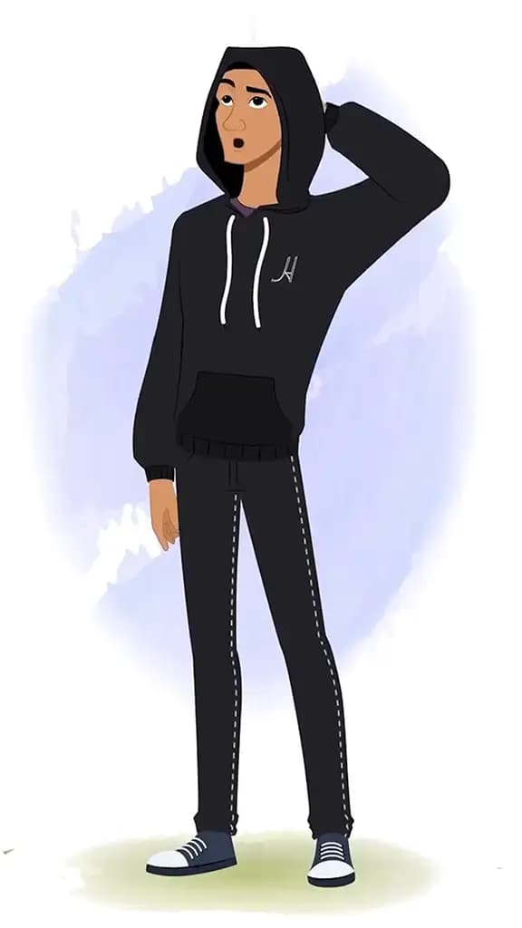 A confused Hacker animated cartoon character aka franklin 3/4