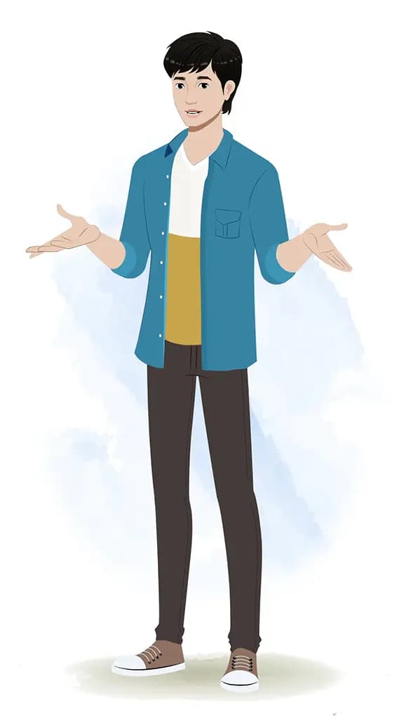 A Korean man talking animated cartoon character aka george 3/4