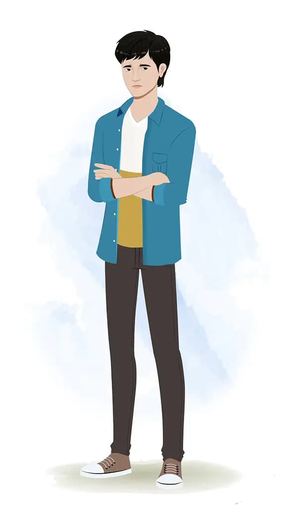 An annoyed Korean man animated cartoon character aka george 3/4