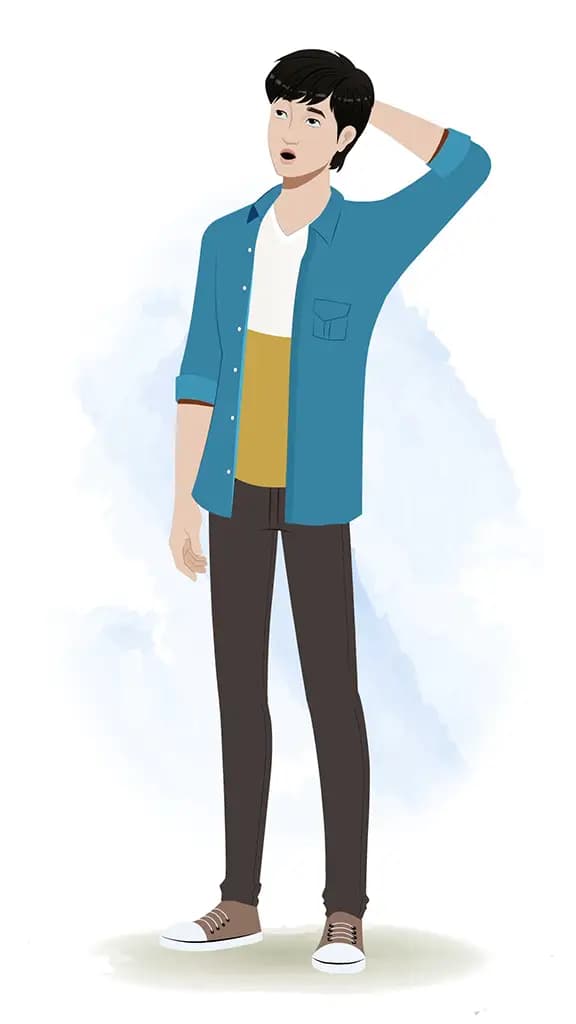 A confused Korean man animated cartoon character aka george 3/4