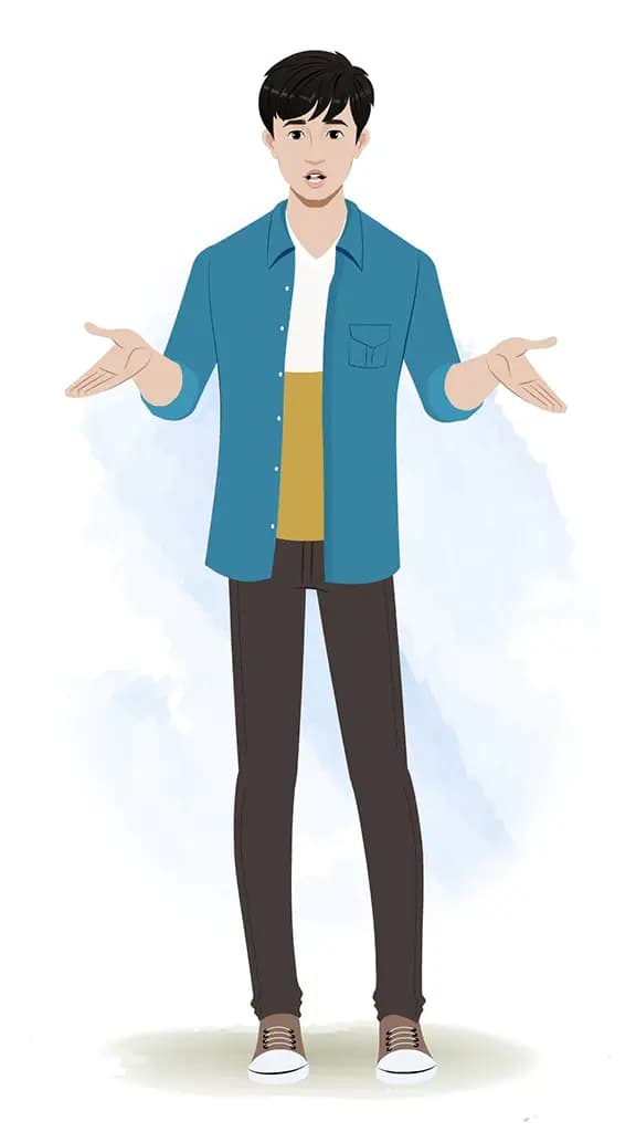 A Korean man talking animated cartoon character aka george