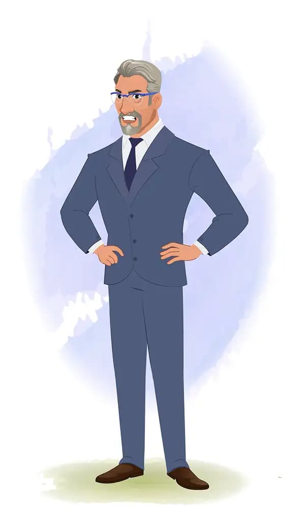 An angry businessman animated cartoon character AKA George 3/4