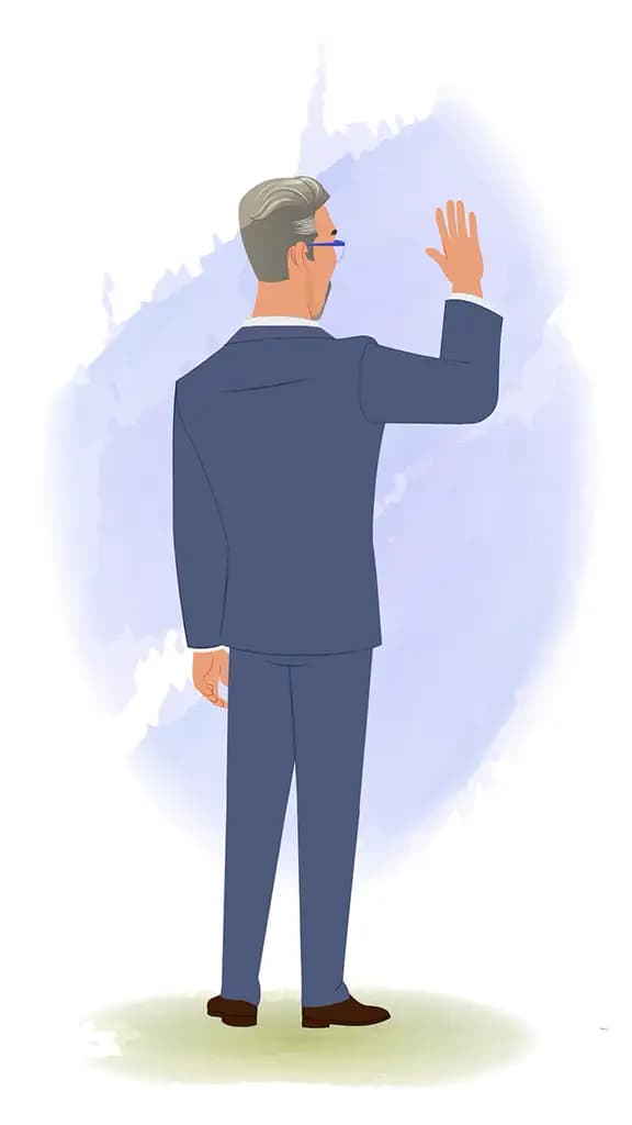 An old age businessman saying hi animated vector cartoon character AKA George