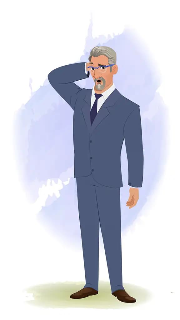 An old nervous businessman animated vector cartoon character AKA George