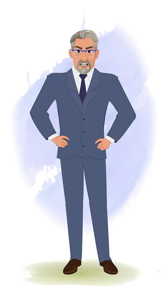 An angry businessman animated cartoon character AKA George