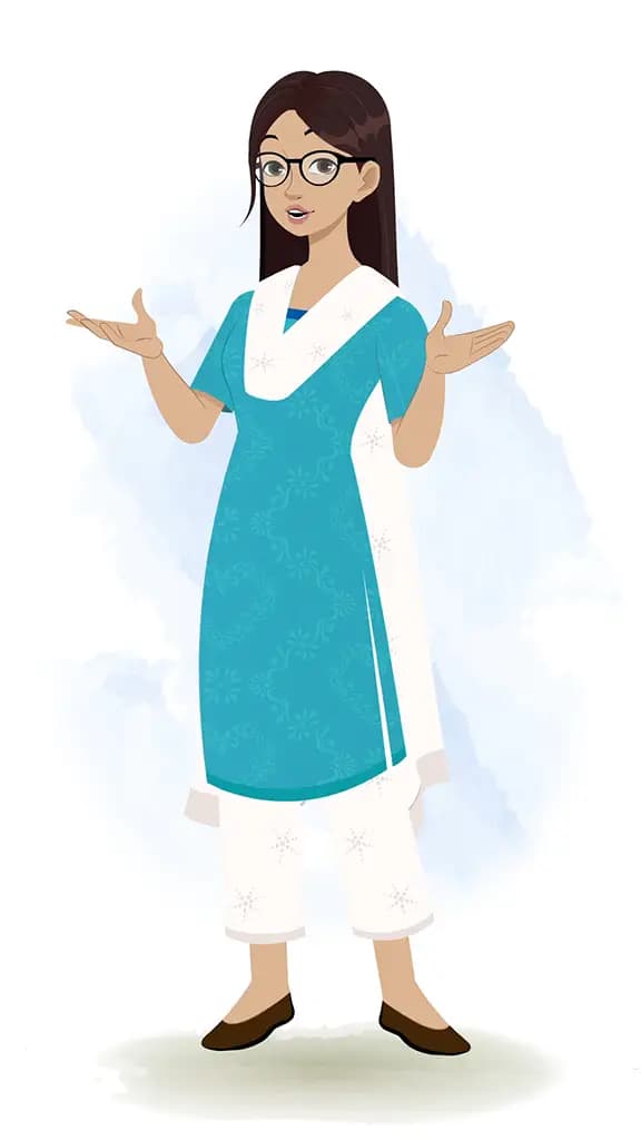 An Indian female teacher talking animated cartoon character aka miss lata 3/4