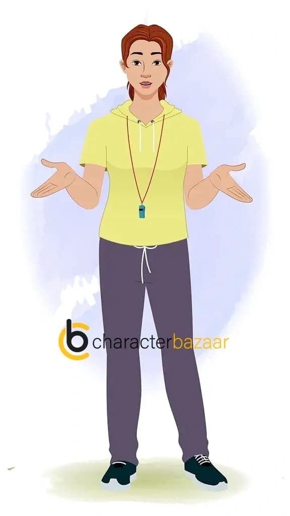 A female physical teacher talking animated cartoon character aka miss mansi