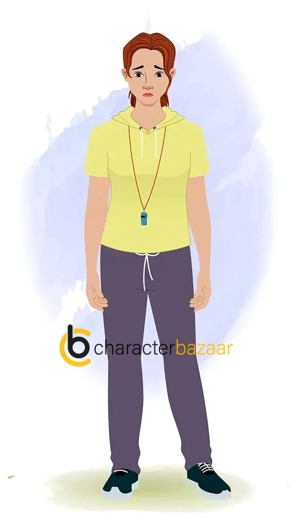 A female physical teacher sad animated cartoon character aka miss mansi