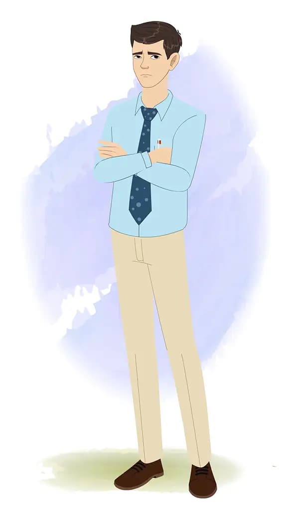 An annoyed Office worker animated cartoon character aka Jake 3/4