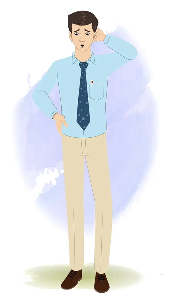 An office tired worker animated cartoon character aka Jake