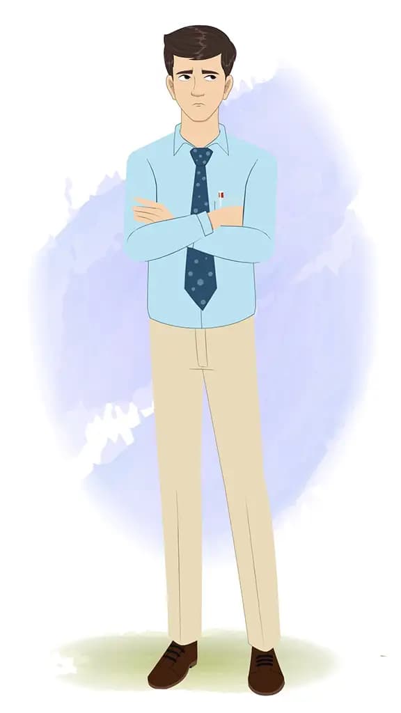 An annoyed office worker animated cartoon character aka Jake