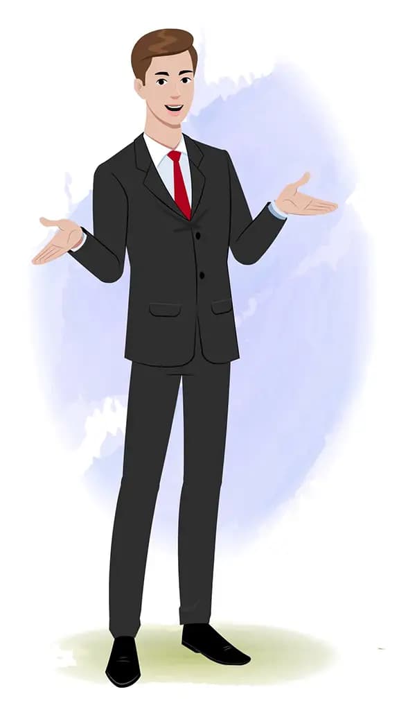 An Indian businessman talking animated cartoon character AKA Shrivastav 3/4