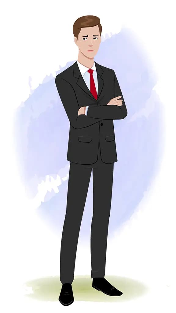 An annoyed Indian businessman animated cartoon character AKA Shrivastav 3/4