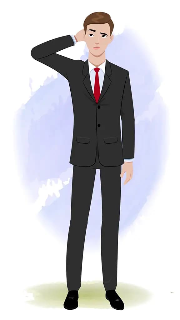 A confused Indian businessman animated cartoon character AKA Shrivastav