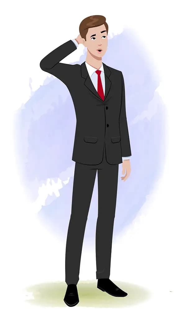 A confused Indian businessman animated cartoon character AKA Shrivastav 3/4