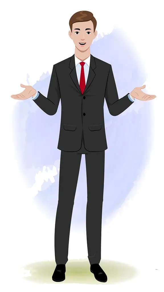 An Indian businessman talking animated cartoon character AKA Shrivastav