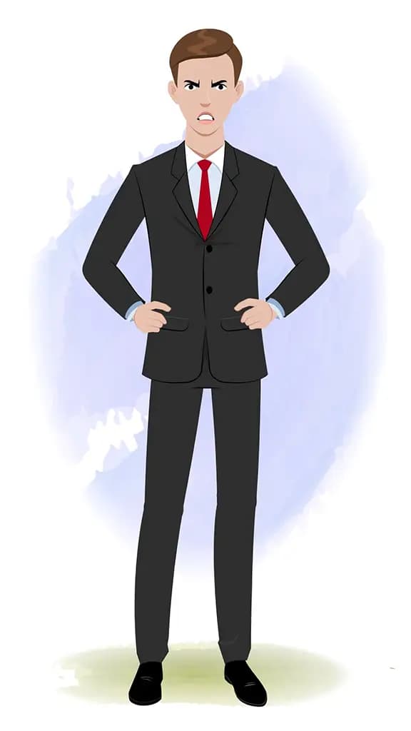 An angry Indian businessman animated cartoon character AKA Shrivastav