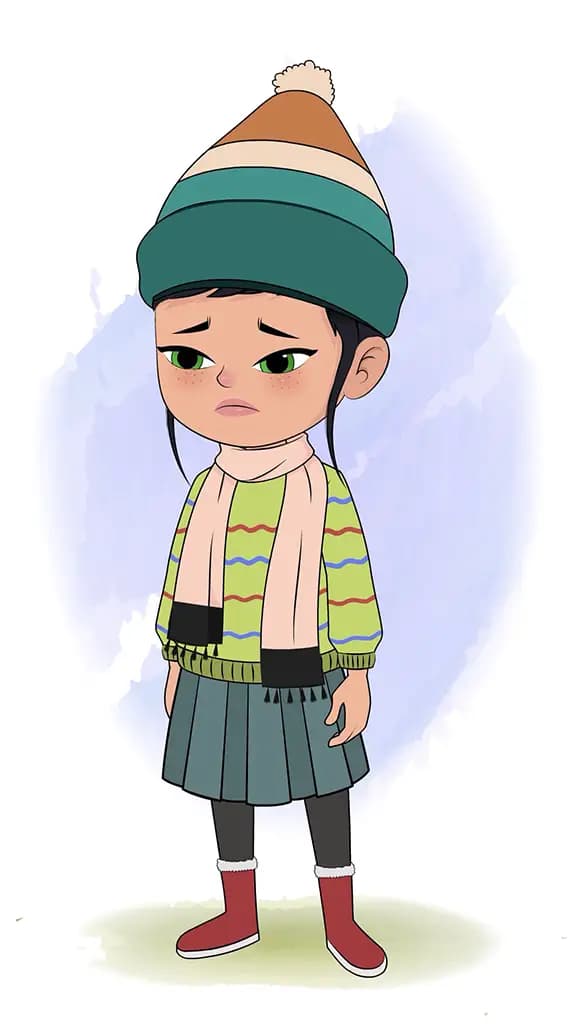 A cute sad girl animated cartoon character aka micki 3/4