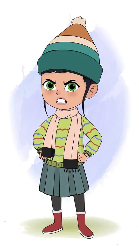 An angry cute girl animated cartoon character aka micki 3/4