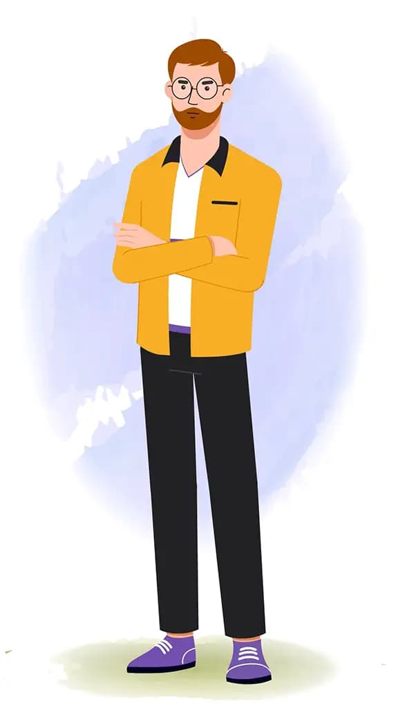 an employee annoyed vector animated cartoon character model-sheet aka ethan