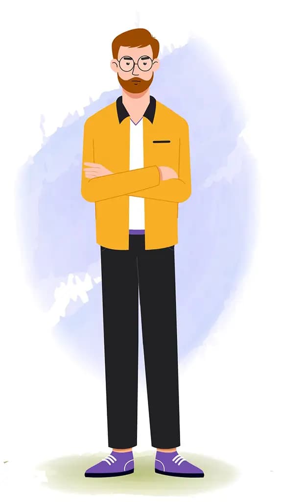 an employee annoyed front vector animated cartoon character model-sheet aka ethan