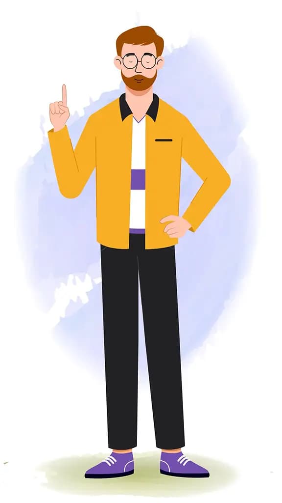 an employee saying no vector animated cartoon character model-sheet aka ethan