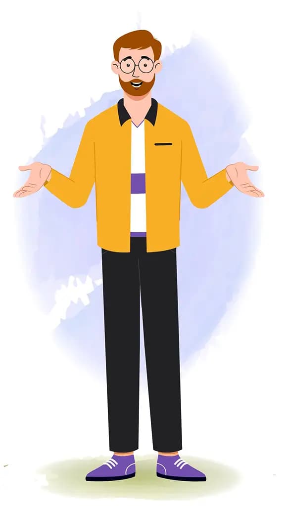 an employee front talking vector animated cartoon character model-sheet aka ethan