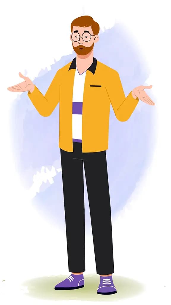 an employee talking vector animated cartoon character model-sheet aka ethan