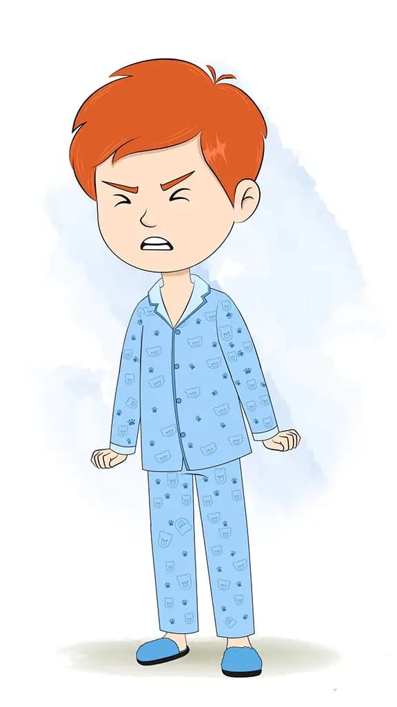 An angry boy in night dress animated cartoon character aka adit 3/4