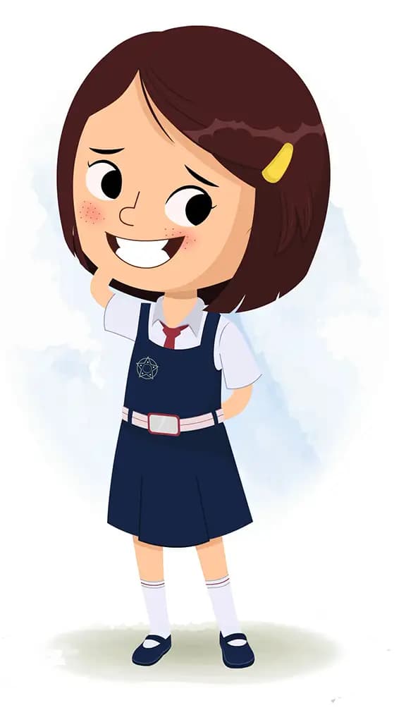 A little confused school girl animated cartoon character aka misti 3/4