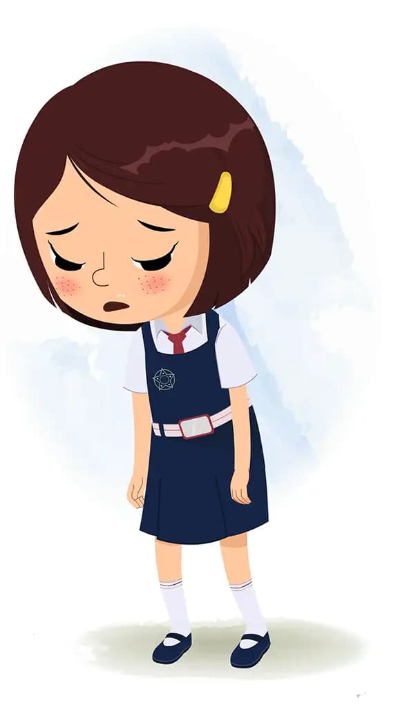 A little tired school girl animated cartoon character aka misti 3/4