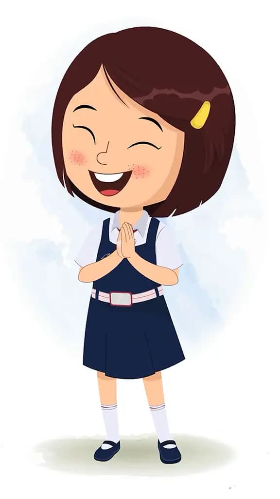 A little school girl clapping animated cartoon character aka misti