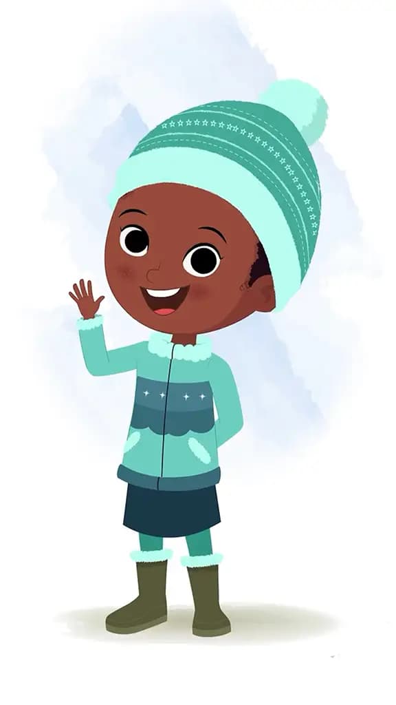 A cute African girl saying hello animated cartoon character aka kaya