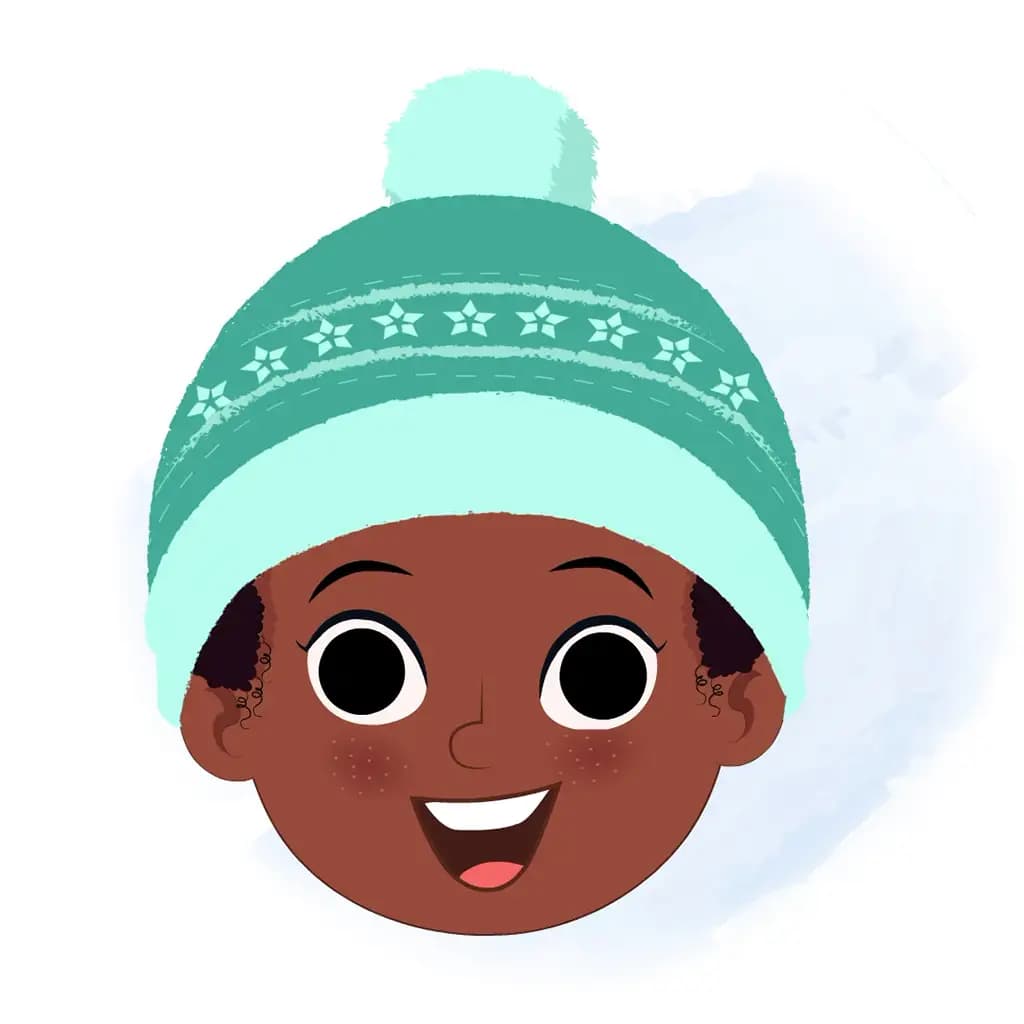 A cute African girl animated cartoon face with different facial expressions aka kaya