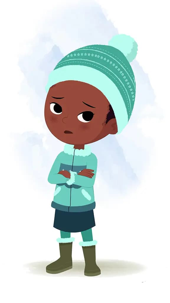 A cute annoyed African girl animated cartoon character aka kaya 3/4