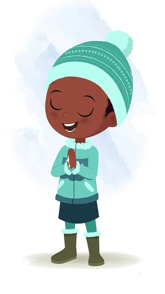 A cute African girl clapping animated cartoon character aka kaya