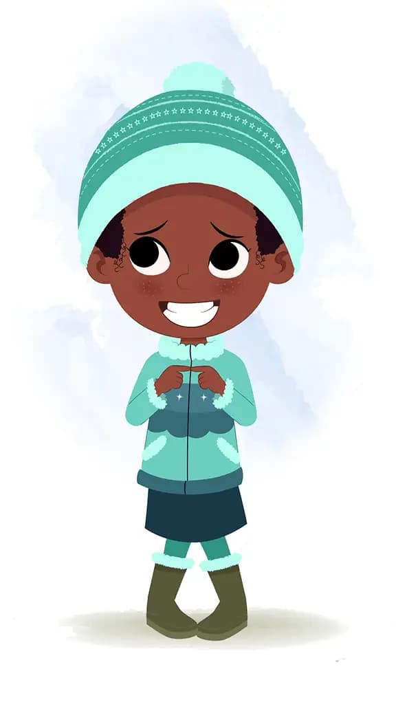 A cute African nervous girl animated cartoon character aka kaya