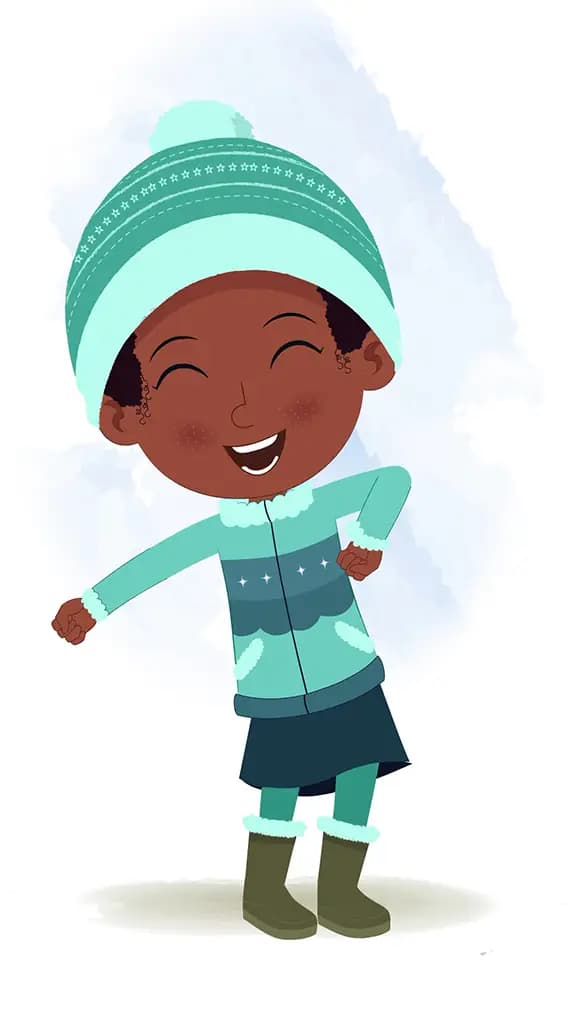 A cute African girl dancing animated cartoon character aka kaya