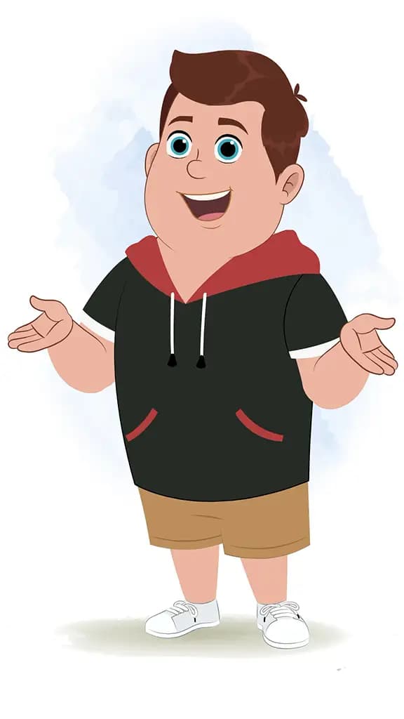 A fat boy talking animated cartoon character aka frank 3/4