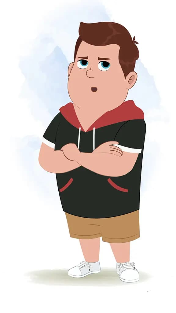 An annoyed fat boy animated cartoon character aka frank 3/4