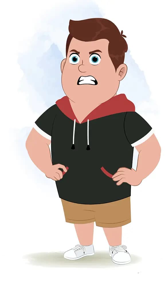 An angry fat boy animated cartoon character aka frank 3/4