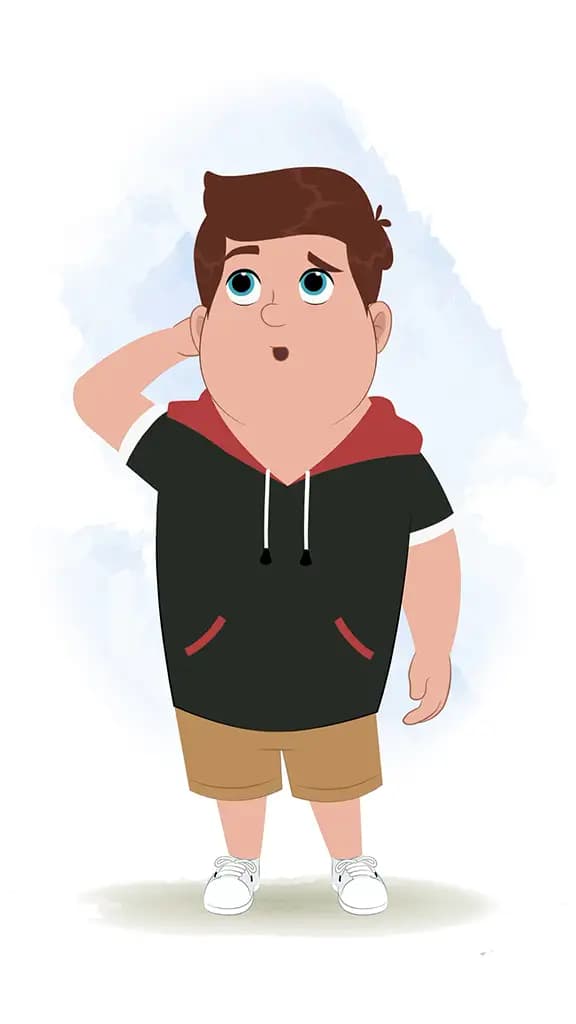 A confused fat boy animated cartoon character aka frank