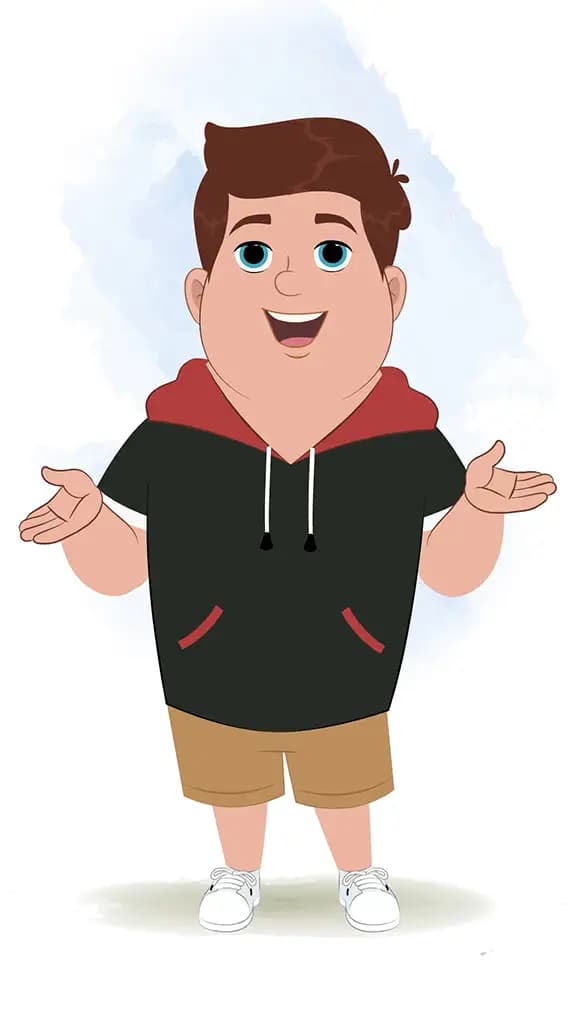 A fat boy talking animated cartoon character aka frank