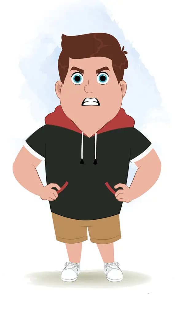 An angry fat boy animated cartoon character aka frank