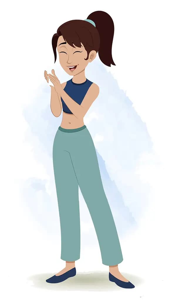 A teenage girl clapping animated cartoon character aka divya 3/4