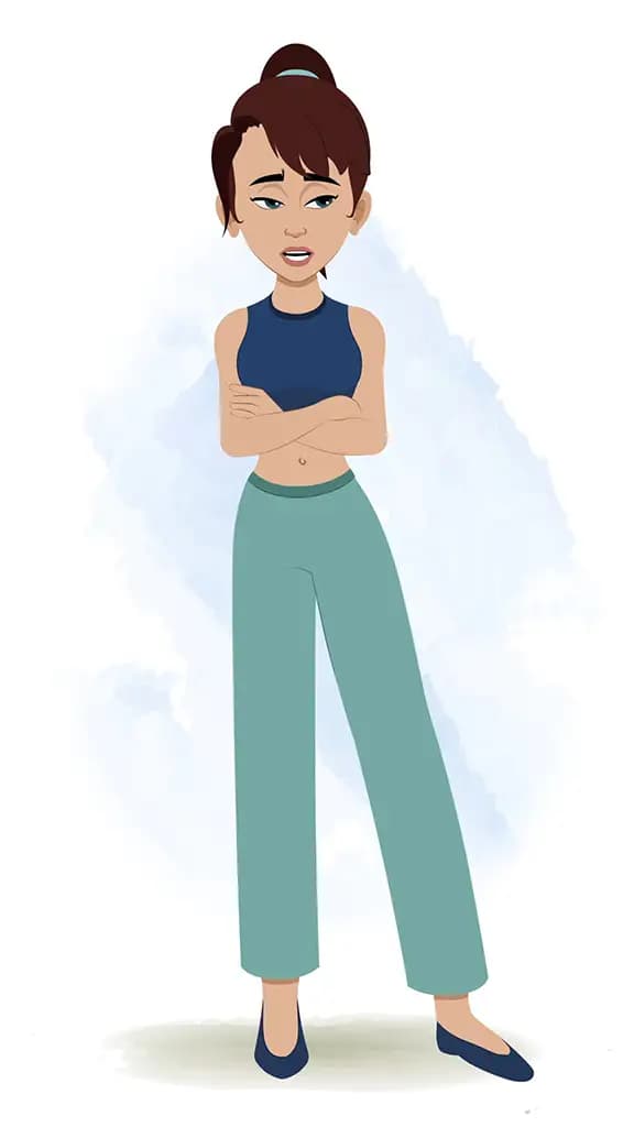 An annoyed teenage girl animated cartoon character aka divya